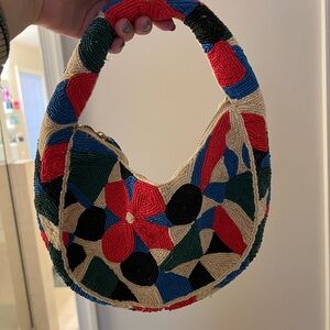 Anthropologie Multicolor Beaded Hobo Bag